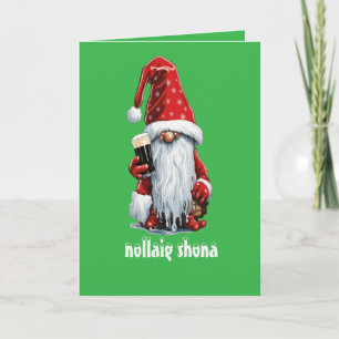 Festive Gnome Holding A Glass Of Irish Dry Stout Card