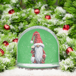 Festive Gnome Holding A Glass Of Irish Dry Stout Snow Globe