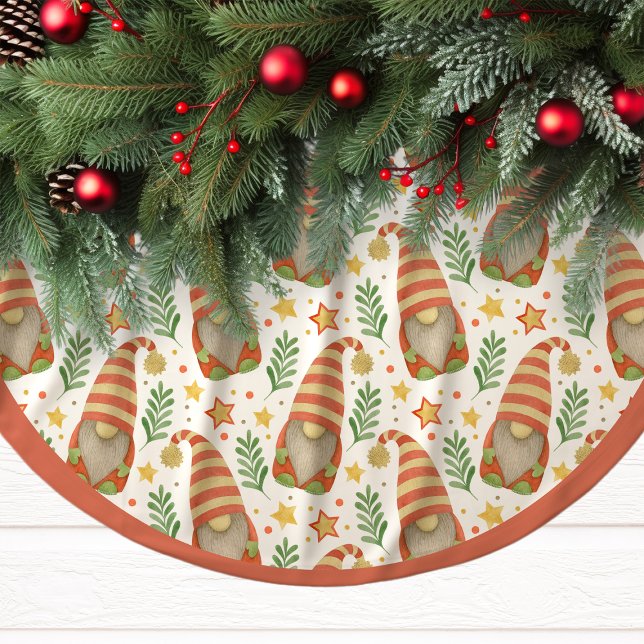 Festive Gnome Pattern Christmas Tree Brushed Polyester Tree Skirt (Creator Uploaded)