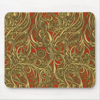 Festive Gold and Red Ornate Celtic Swirling