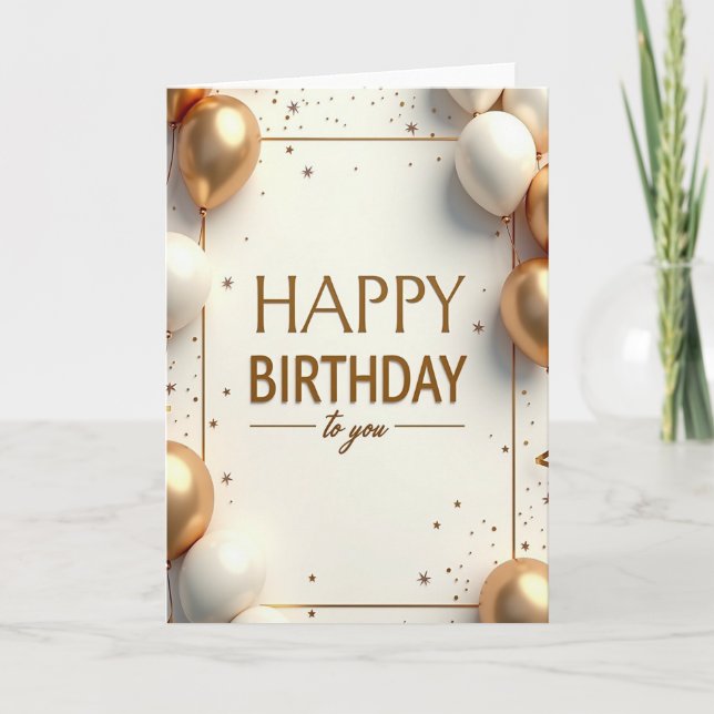 Festive Gold Balloons Card (Front)