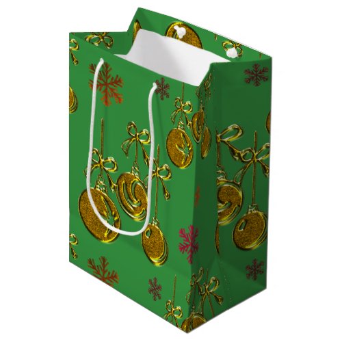 Festive Gold Baubles on Green Christmas