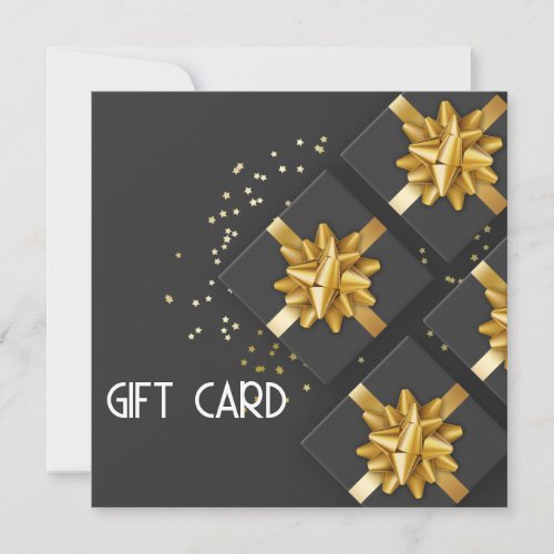 Festive Gold Bow Modern Black Gift Box Gift Card