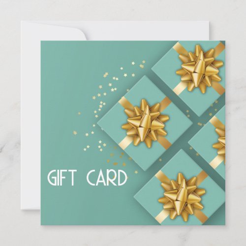 Festive Gold Bow Modern Mint Gift Box Gift Card