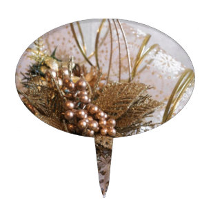 Festive Gold Christmas Cake Topper