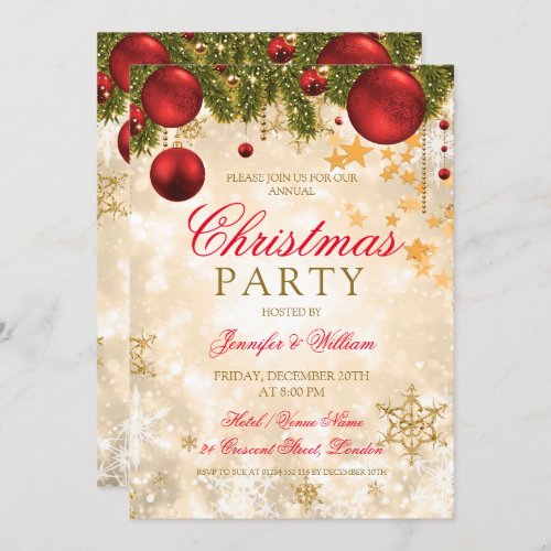 Festive Gold Christmas Holiday Party Invitation