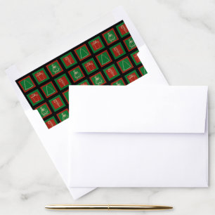 Festive Gold Christmas Ornaments on Squares Envelope Liner