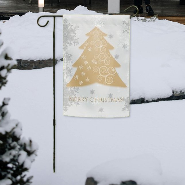 Festive Gold Christmas Tree Garden Flag (Festive Gold Christmas Tree Garden Flag)