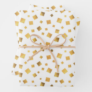 Festive Gold Confetti Gift Wrapping Paper Sheets