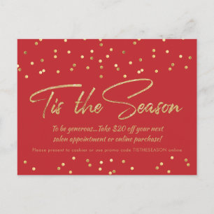 Festive Gold Confetti Holiday Business Promo Postcard