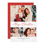 Festive Gold Confetti Merry Christmas 3 Photo Holiday Card Festive Gold Confetti Merry Christmas 3 Photo Holiday Card