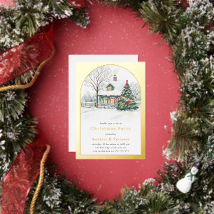 Festive Gold Foil Arch Christmas Party Invitation
