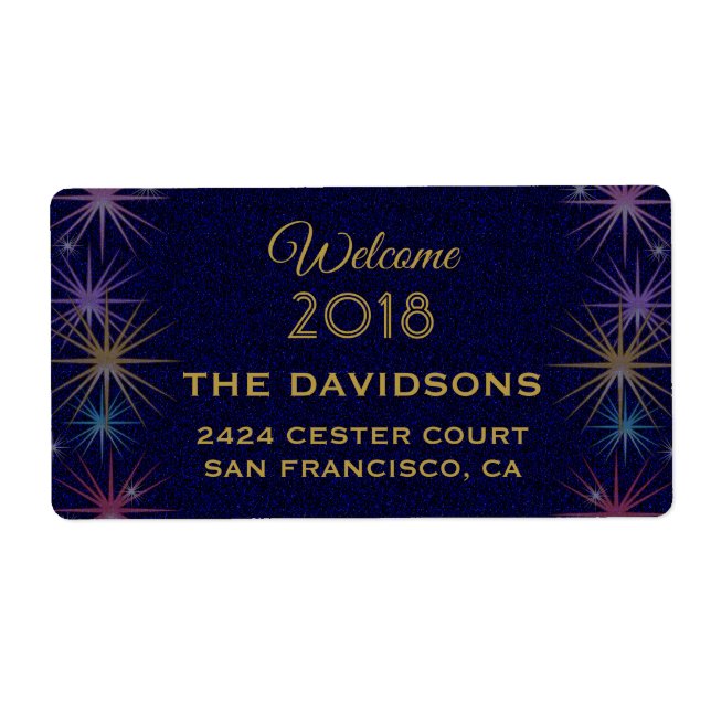 Festive Gold Foil New Year's Eve Celebration Label (Front)