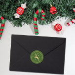 Festive Gold Glitter Reindeer Return Address Classic Round Sticker<br><div class="desc">Add your return address with ease this Christmas with these simple yet very trendy stickers. The design is easy to personalize with your name and address andd more color options are available.</div>