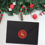 Festive Gold Glitter Reindeer Return Address Classic Round Sticker<br><div class="desc">Add your return address with ease this Christmas with these simple yet very trendy stickers. The design is easy to personalize with your name and address andd more color options are available.</div>