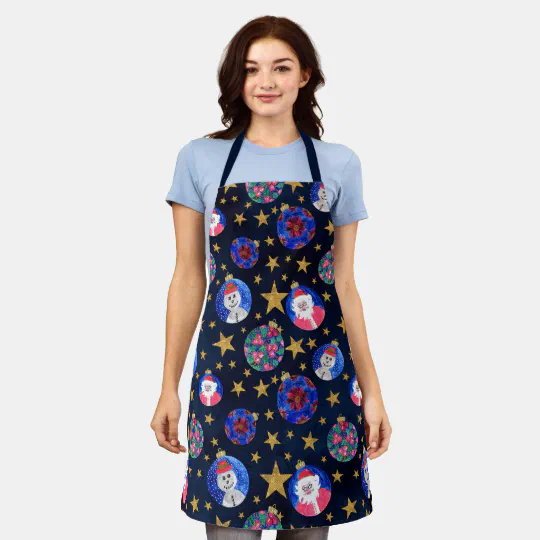 Apron for Child with Sparkles and Snowmen