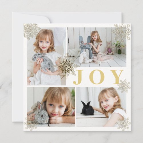 Festive Gold Joy Christmas Photo Holiday Card