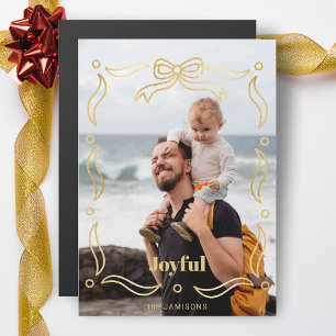 Festive Gold Line Drawn Ribbon Frame 1-Photo