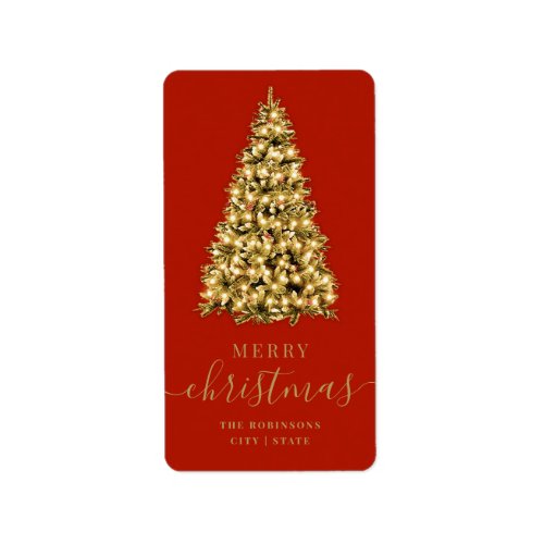Festive GOLD Merry Xmas Tree Family Holidays Red Label