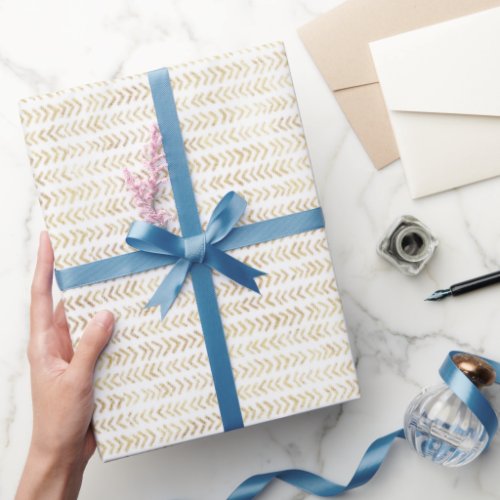 Festive Gold Pattern on White  Wrapping Paper