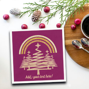 Festive Gold Rainbow Sparkling Fir Trees Napkins