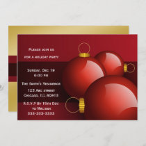 festive gold red Holiday Party Invitations