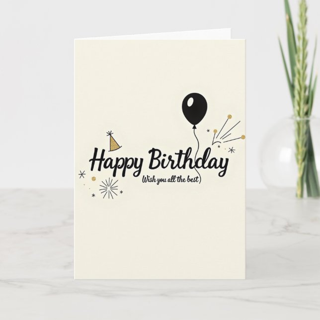 Festive Gold Script Birthday Card (Front)