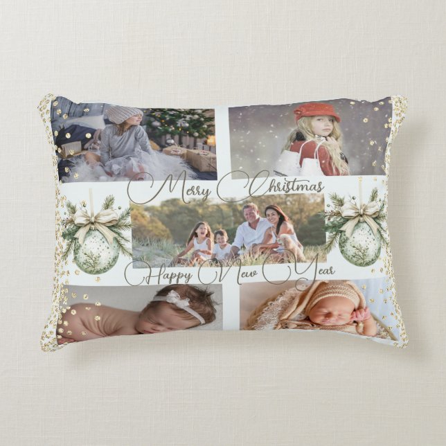 Festive Gold Scripts Happy New Year  Accent Pillow (Front)