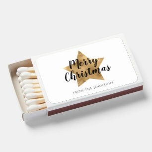 Festive Gold Star Merry Christmas Matchboxes