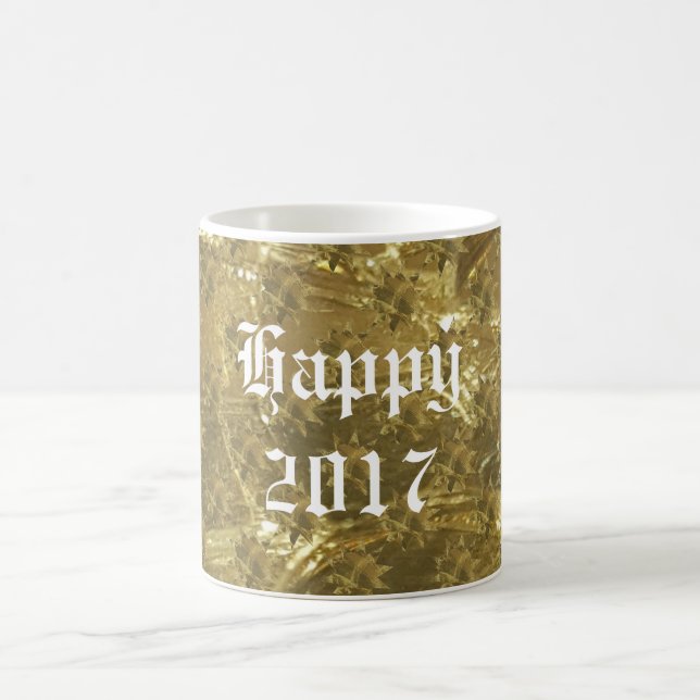 Festive Gold Stars Happy New Year 2017 Mug (Center)