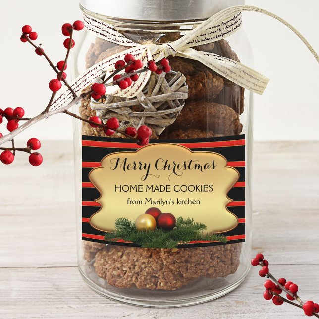 Festive Gold Striped Christmas Food Label (Creator Uploaded)