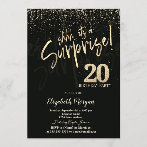 Festive Gold Surprise 20th Birthday Party