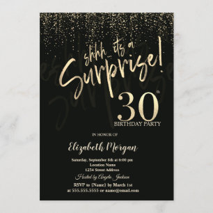 Festive Gold Surprise 30th Birthday Party Invitation