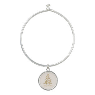 Festive Gold Tree Merry Christmas Bangle Bracelet