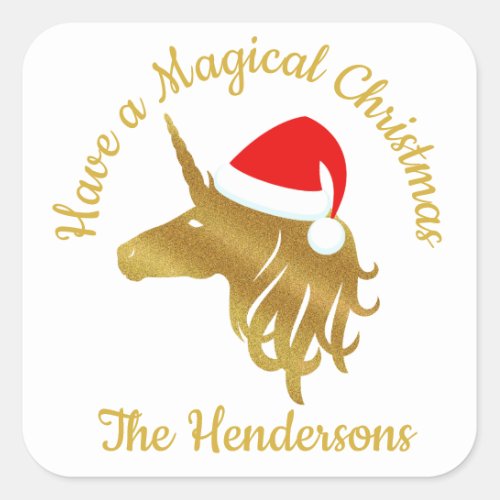 Festive Gold Unicorn Tag Sticker