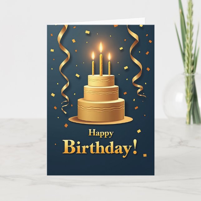 Festive Golden Cake Card (Front)