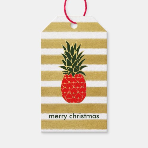 Festive Golden Christmas Pineapple Gift Tags
