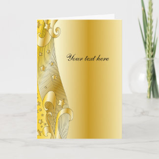 Festive golden design with stars holiday card