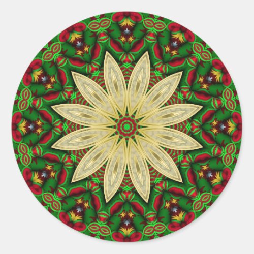 Festive Golden Flower Petals Classic Round Sticker