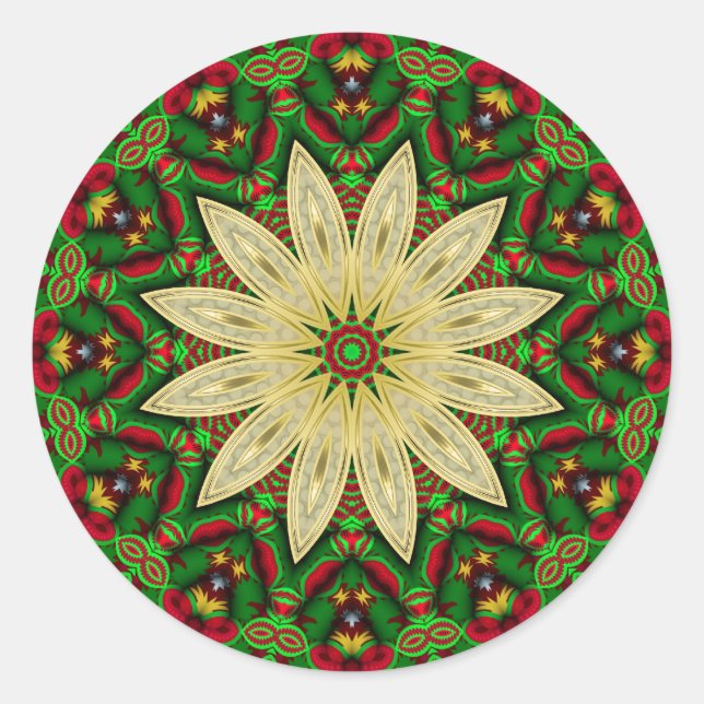 Festive Golden Flower Petals Classic Round Sticker (Front)