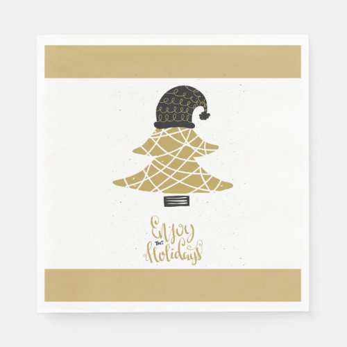 Festive Golden Holiday Fun Napkins