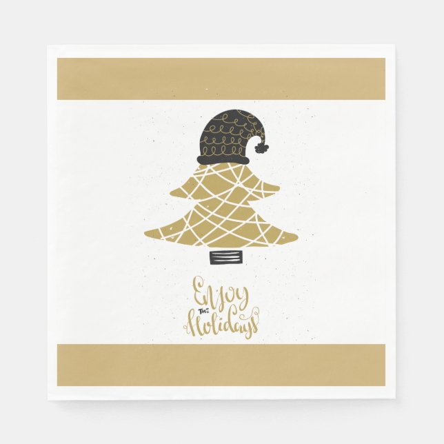 Festive Golden Holiday Fun Napkins (Front)