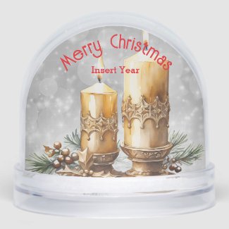 Festive Golden Merry Christmas Candles Keepsake 