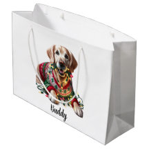 Festive Golden Retriever Christmas Gift Bag
