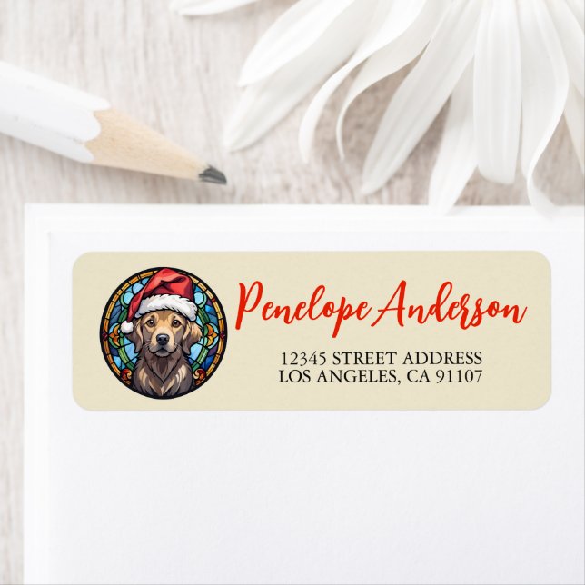 Festive Golden Retriever Christmas  Label (Insitu)