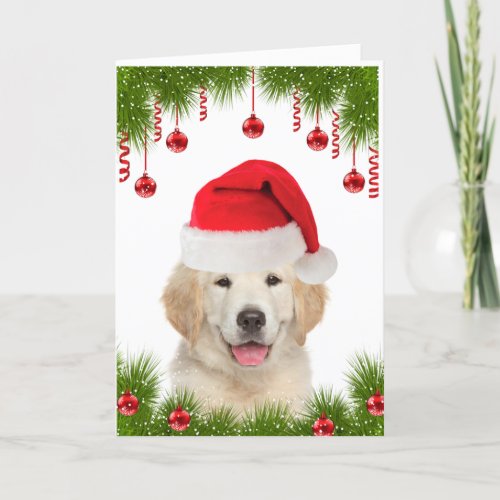 Festive Golden Retriever Cute Christmas Holiday Card