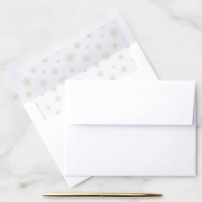 Festive Golden Snowflake Pattern Envelope Liner (Desk)