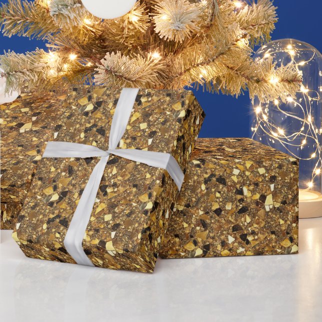 Festive golden tiled pattern confetti wrapping paper (Holidays)