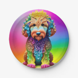 Festive Goldendoodle Puppy Childs Birthday Party Paper Plates