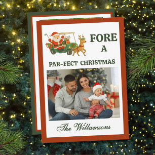 * Festive Golf Theme Two Photo Christmas Holiday Card